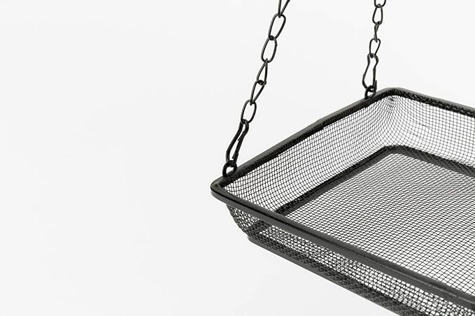 WOSIBO 2 Pack Hanging Bird Feeder Tray, Platform Metal Mesh Seed Tray for Bird Feeders, Outdoor Garden Decoration for Wild Backyard Attracting Birds