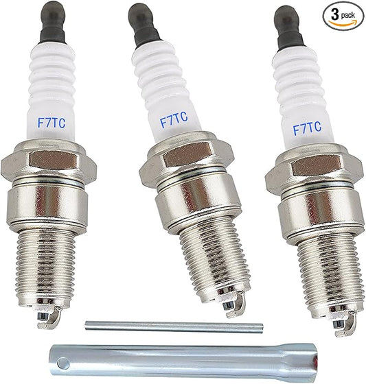 YSIL F7TC Spark Plug 3Pcs With Wrench Replace For GX120 GX160 GX200 GX240 GX270 GX340 GX390 Mower Generator Chainsaw Lawnmower Tractor Rototiller Water Pump Go Kart Mini Bike