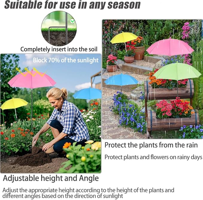 Plant Umbrellas for Outdoor Plants, Garden Umbrella Shade for Plants,Adjustable Height Provides shade cloth for Plants to Protect Their Flowers from Intense Sunlight and Rain(18.8 inches to 35.58 inches)