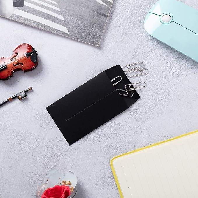 100 Pack Small Coin Envelopes Self-Adhesive Kraft Paper Seed Envelopes Mini Parts Small Items Stamps Storage Packets Envelopes for Garden, Office or Wedding Gift (Black, 2.25×3.5 inch)