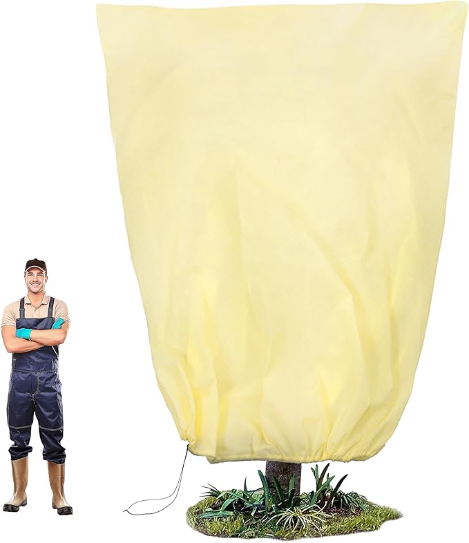 100”(W) x120”(H) Plant Covers Freeze Protection, 2.8oz/yd²Heavy-Duty Tree Covers, 1 Pack Extra Large Frost Cloths & Blankets with Zipper Drawstring for Fig Palm Citrus Lemon Trees and Shrubs