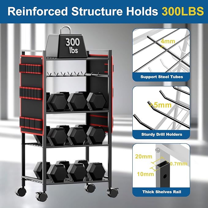 5 - Tier Power Tool Organizer Cart - 300 lbs Heavy Duty Utility Rack Shelf, Rolling Drill Holder & Tool Storage Cart on Wheels for Garage, Workshop, Ideal Gift for Men (no Power)