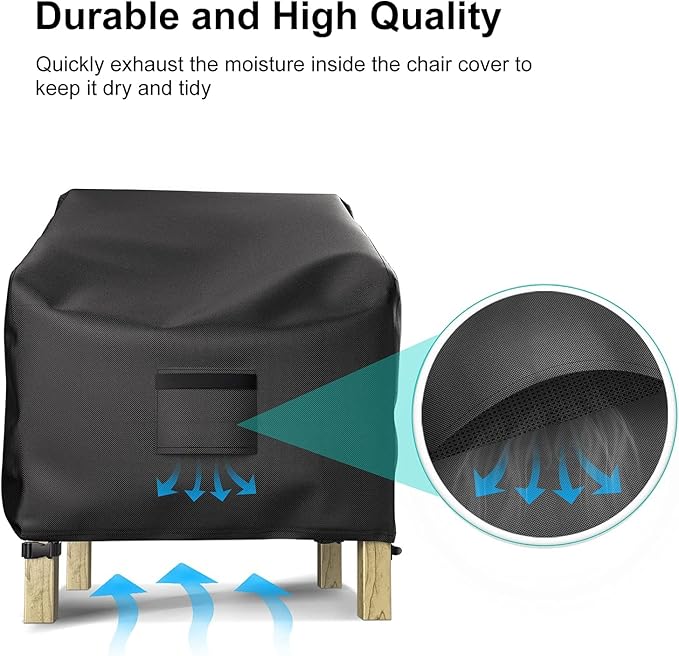Patio Chair Covers for Outdoor Furniture Waterproof 2 Pack, Lawn Chair Covers 600D Heavy Duty Oxford Cloth, Large Covers for Lounge Lawn Deep Seat Black 36" W×34" D×32" H