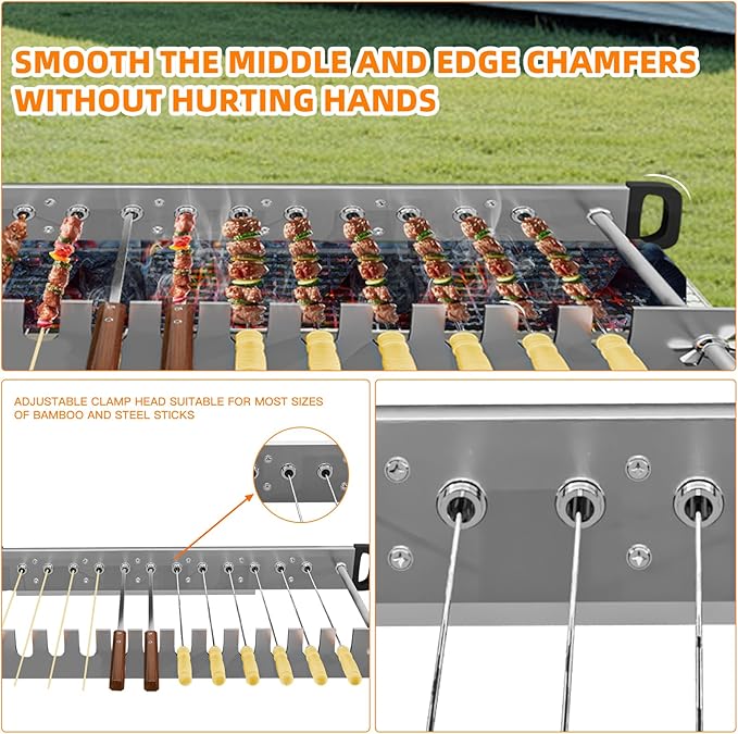 Stainless Steel Electric Barbecue Grill, Automatic Rotating, Adjustable Width for BBQ (G500)