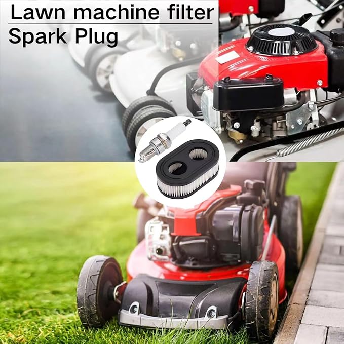 593260 Air Filter Set Spark Plug Compatiable with Troy-Bilt TB110 TB115 TB200 TB230 TB330 TB370 Walk Behind Lawn Mower
