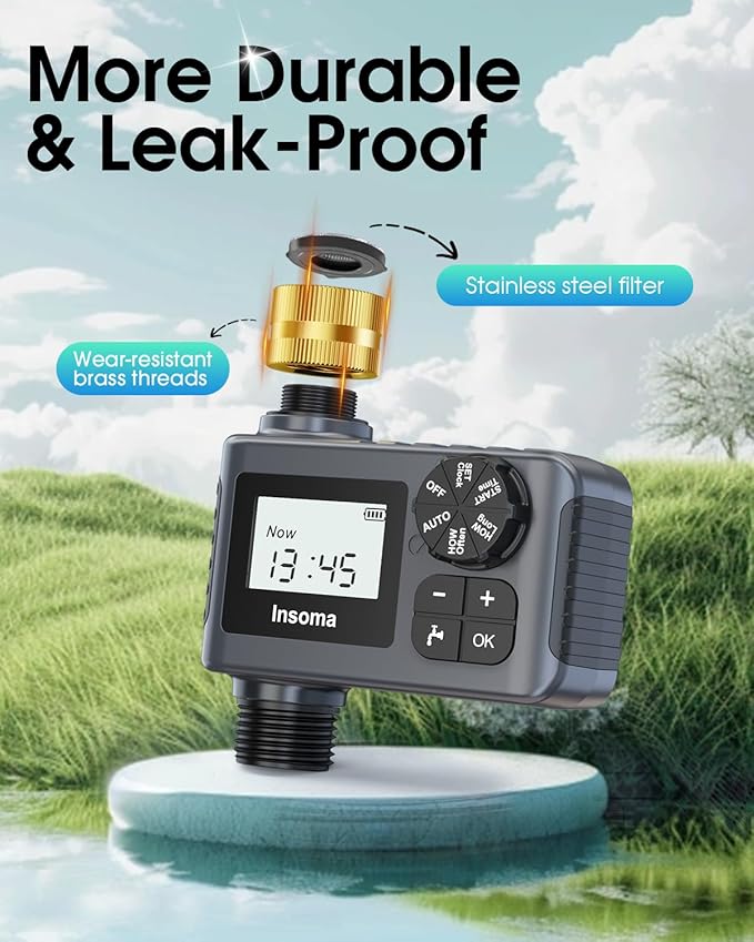 Water Timer for Outdoor Garden Hose, Hose Timer with Rain Delay/Manual Mode, Automatic Drip Irrigation Controller System for Lawn Yard Garden Watering