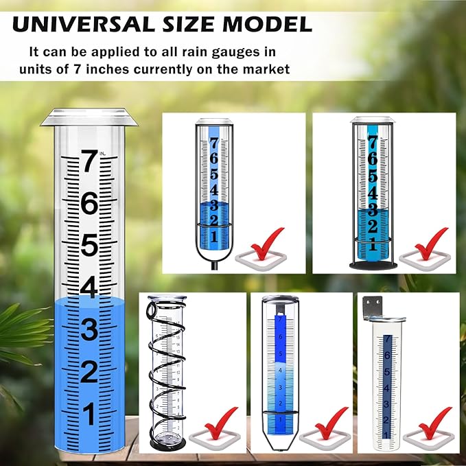 Rain Gauge Replacement Tube,7" Capacity Accurate Rain Gauge Tube for Yard,Upgraded Rain Gauge Outdoor Freeze Proof Tube,Plastic Rain Meter Tube,Rainfall Measure Tube,1 Thickened Tube with 1 Brush