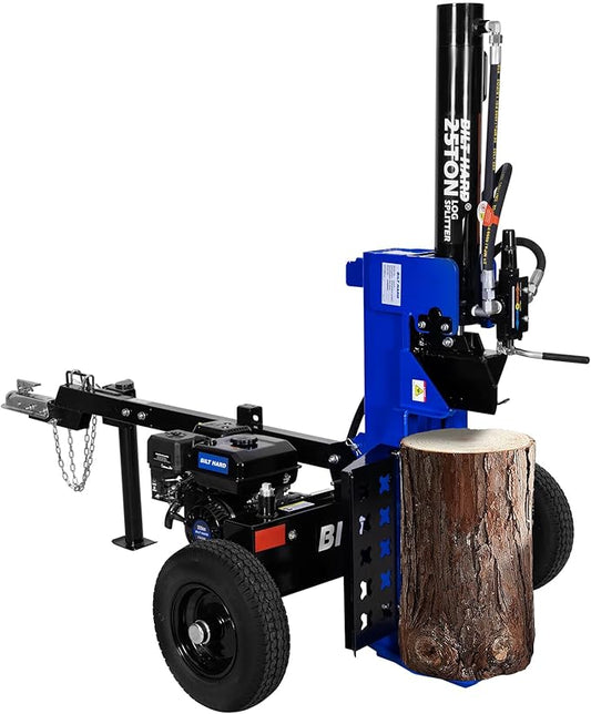 BILT HARD 25-Ton Horizontal/Vertical Gas Powered Log Splitter, Hydraulic Log Splitter with 8 HP 223cc 4-Cycle OHV Engine, 2" Ball Coupler, Safety Chains, Towable Wood Splitter for Firewood Splitting