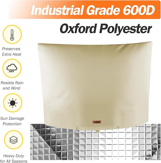 TOHONFOO Backflow Preventer Pipe Insulation Cover (5°F) - Irrigation Sprinkler Valve Insulated Pouch - Water Well Pump Cover - Sturdy 5 Layers for Winter Freeze Protection, 38" W x 24" H, Beige