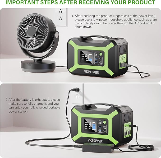 Portable Power Station 300W (Peak 600W), YKPOWER 296Wh Backup Lithium Battery Solar Generator with 110V AC Output, 60W USB-C PD Output, LED Light, Power Station for Outdoor Camping Travel RV CPAP Home