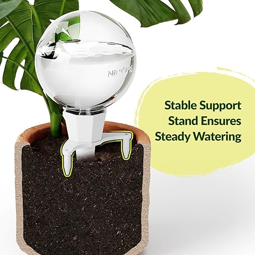 NiHome 2PCS Clay Base Plant Self-Watering Globes for Indoor Use, 17oz Large Capacity Slow Release Water Reservoir Automatic Watering System with Easy Setup for Houseplants Home Office Balcony Planters