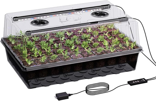 60-Cell Self-Watering Seed Starter Tray with Grow Light, Seed Starter Kit with 4.07โ Humidity Dome, Indoor Seedling Starter Tray, Seed Starting Trays for Plant Germination, Seeds Growing