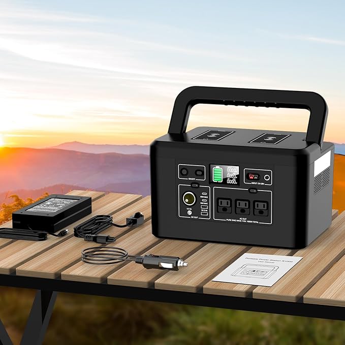 powkey Portable Power Station 800W with 3 AC Outlets, 110V/740Wh Solar Generator(Solar Panel Optional), 200,000mAh Emergency Backup Lithium-ion Battery for Outdoors Travel RV Trip Camping CPAP Machine