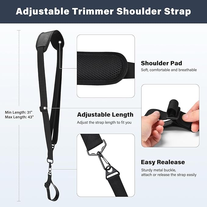 Ergonomic Trimmer Grip, String Trimmers Handle with Shoulder Strap Harness, Weed Eater Handle Extension with Bracket Clamp, Lawn Trimmer Handle Grip for Lawn Care, Landscaping, Yard Trimming Edging