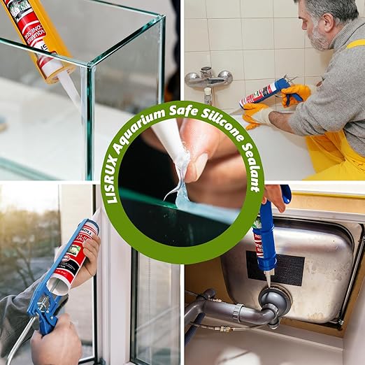 12 Pack Aquarium Silicone Clear Sealant, High Elasticity, Safe for Fish,Fast Curing Waterproof Aquarium Safe Silicone,14 Fl Oz Non-Toxic Fish Tank Safe Sealant,Strong Adhesion