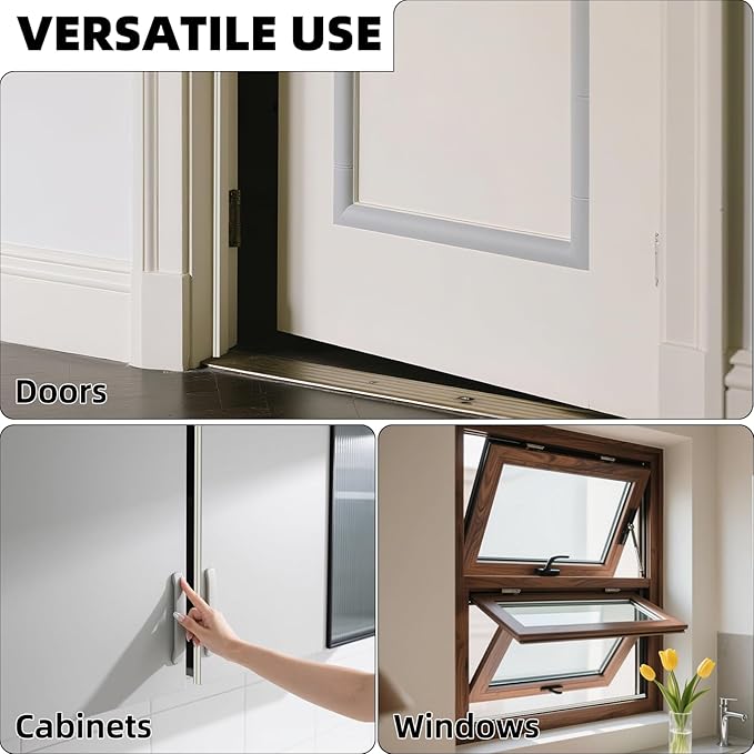 2 Pack*26 Ft Self-Adhesive V Shape Foam Window Weather Stripping Door Seal Insulation Strip for Winter, Soundproof Exterior Front Frame Gap Filler, Draft Stopper Tape Noise Light Blocker (White)