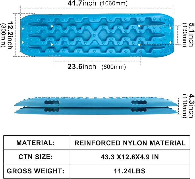 X-BULL New Recovery Traction Tracks Sand Mud Snow Track Tire Ladder 4WD (Cyan Blue, 3gen)
