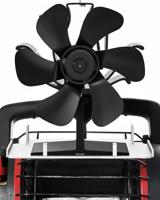 Wood Stove Fan Heat Powered: Fireplace Fan with Bracket Tray Fixed on Propane Heater - 6 Blades Thermal Fan for Log/Electric Wood Stove Burner Hot Tent Camping/Picnics/Indoor Use