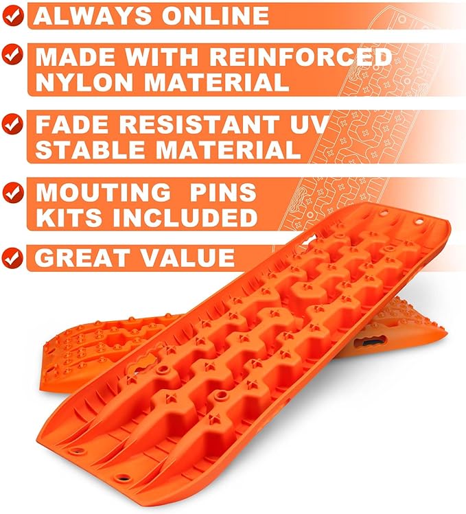 X-BULL New Recovery Traction Tracks Sand Mud Snow Track Tire Ladder 4WD (Orange, 3gen)