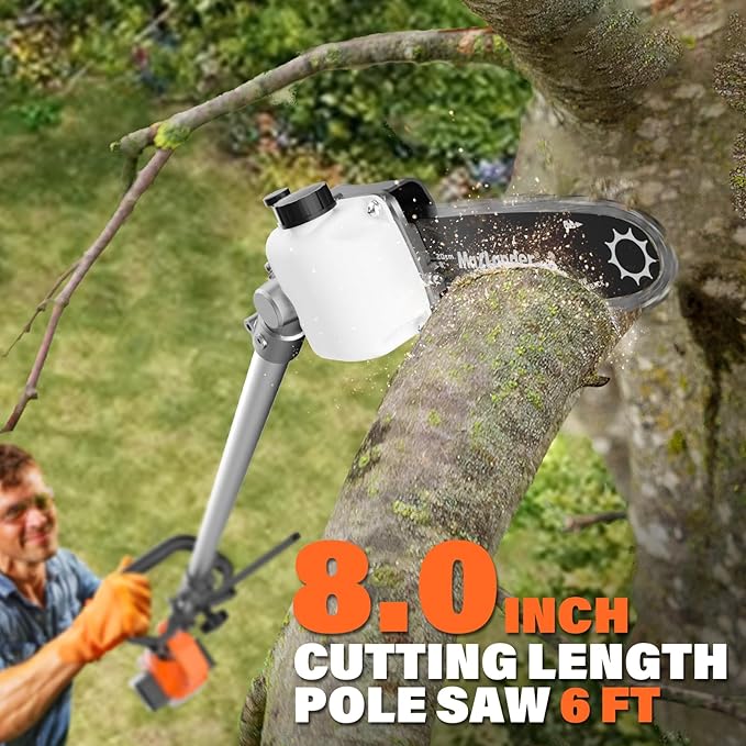 MAXLANDER 40V Hedge Trimmer, Weed Wacker Cordless, 8" Electric Pole Saw and Brush Cutter Blade, 4-in-1 Multi Garden Tools with 2 * 20V 4.0Ah Batteries and 1*Charger