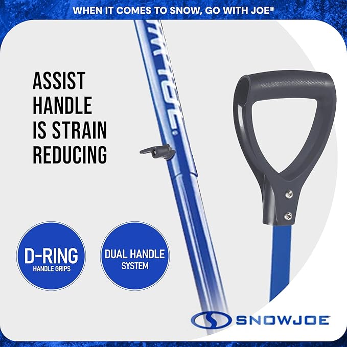 Snow Joe 20-Inch Snow Shovel with Assist Handle, Heavy Duty Shovels, Shovelution, Blue, SJ-SHLV20