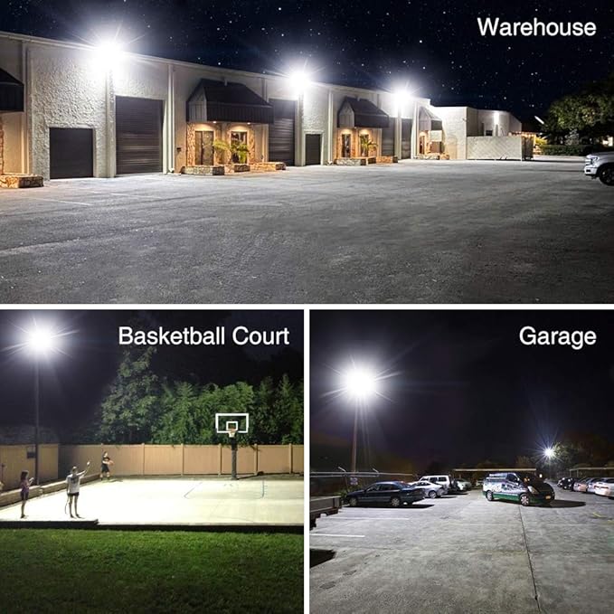 Onforu 150W LED Flood Light Outdoor, 12000LM Security Lights, IP66 Waterproof Outdoor Floodlight, 2 Pack 6500K Daylight White LED Exterior Lighting for Basketball Court, Stadium, Playground