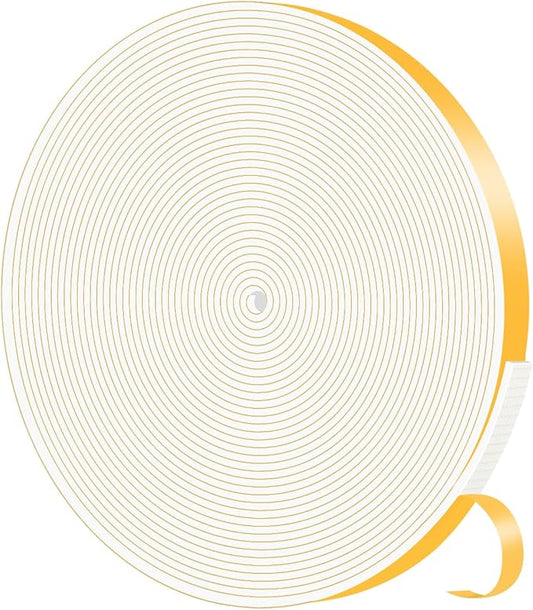 Weather Stripping Door Seal,Weather Stripping,Soundproof,Cold Insulation,High Density CR Foam Insulation Tape for Door,Windows (White, 1/2 in x 1/16 in x 33Ft)