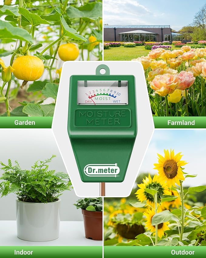 Soil Moisture Meter, 2 Pack Long Probe Soil Tester Hygrometer for Houseplants - Plant Water Gauge Meter for Garden Lawn Farm Indoor & Outdoor Use, No Battery Needed, Gardening Gifts