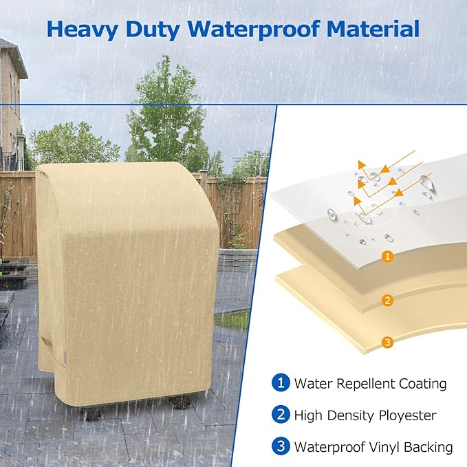 SunPatio 2 Burner Grill Cover 32 Inch, Outdoor Heavy Duty Waterproof Small Gas BBQ Cover, UV & Fade Resistant, Compatible for Weber CharBroil Nexgrill and More Grills with Collapsed Side Tables, Beige