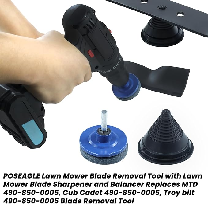 Riding Lawn Mower Blade Removal Tool with Lawn Mower Blade Sharpener and Balancer Replaces MTD 490-850-0005 Blade Removal Tool Cub Cadet 490-850-0005 Lawn Mower Blade Holder Removal Tool