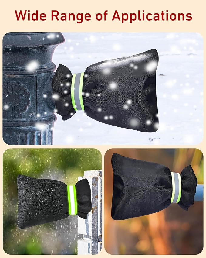 Outdoor Faucet Covers for Winter 3 Pack, Thickened Insulated Pipe Covers for Outside, Yard Maintenance Must Haves Reusable Waterproof Pipe Insulation Foam Tube, 7.7" H x 5.9" W, Black๏ผReflective