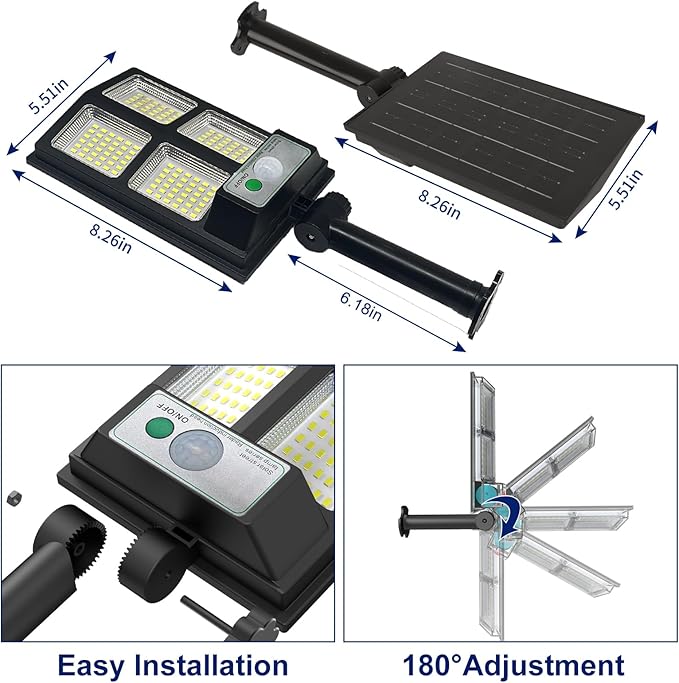Solar Lights Outdoor Dusk to Dawn Motion Senser Street Lights Ip67 Waterproof Flood Lights 10000LM for Outside Yard Garage Wall 4Pack
