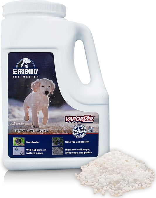 Snow & Ice Melter Pet Safe & Paws 100% Salt Free - Safe for Dogs & Cats - Effective to -25°F 8lb Shaker Jug