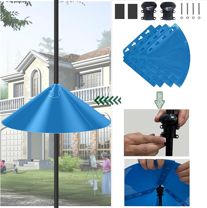 19 Inch Wide Black Squirrel Baffle - Ideal for Bird Feeder Poles, Outdoor Pole Mount Stoppers, and Shepherd’s Hooks Blue