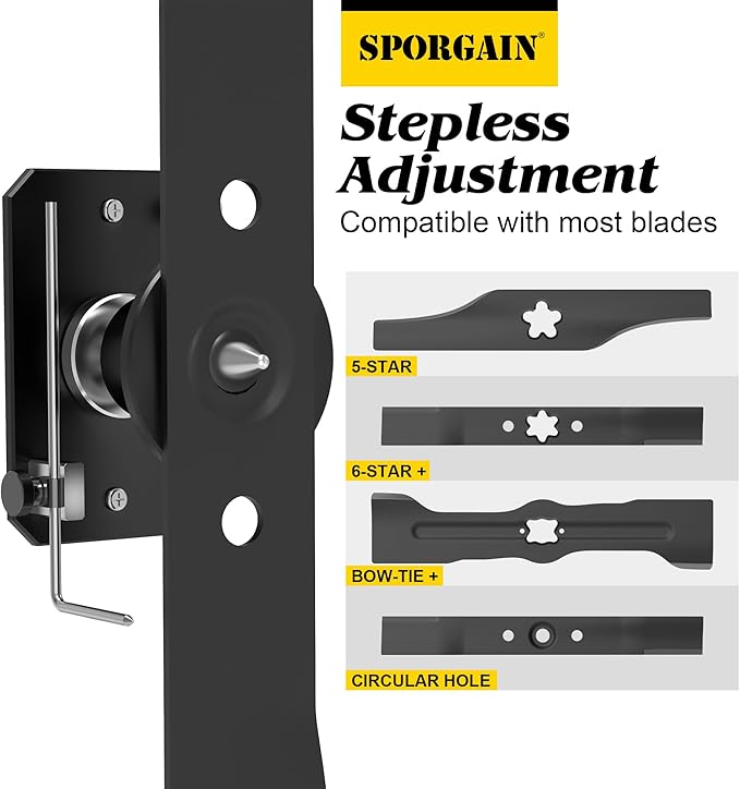 Lawn Mower Blade Sharpener & Lawn Mower Blade Balancer, 15°-45° Adjustable Mower Blade Sharpener and High Precision Magnetic Mower Blade Balancer for Many Types of Mower Blade, Black