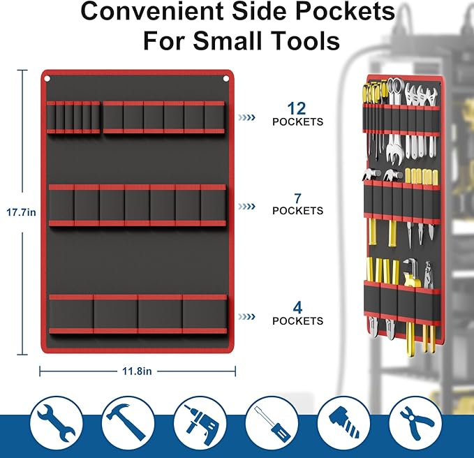 5-Tier Power Tool Organizer Cart with Charging Station - 8 AC Outlets, 300 lbs Heavy Duty Utility Rack, Rolling Drill Holder & Tool Storage Cart on Wheels for Garage, Workshop, Gift for Men