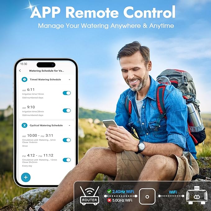 2 Zones WiFi Water Timer Brass Inlet, Sprinkler Timer for Garden Hose, APP Remote Control WiFi Hose Timers with Gateway, Voice Control with Alexa, Rain Delay and Manual Mode for Yard Lawn Watering