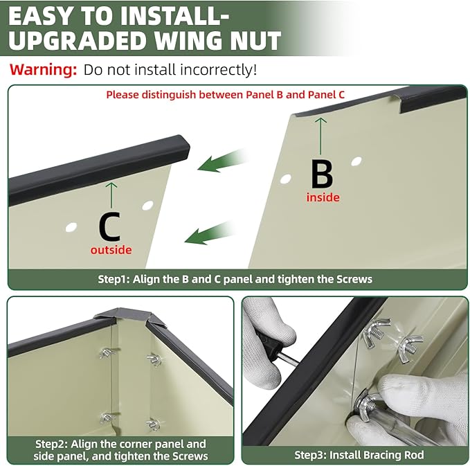 1MORE Raised Garden Bed- 4x2x1.8ft Planter Garden Boxes Outdoor, Raised Beds for Gardening, Large Metal Garden Bed Kit for Vegetables Flower, Deep Root Planter Raised Beds with Tools.Gray