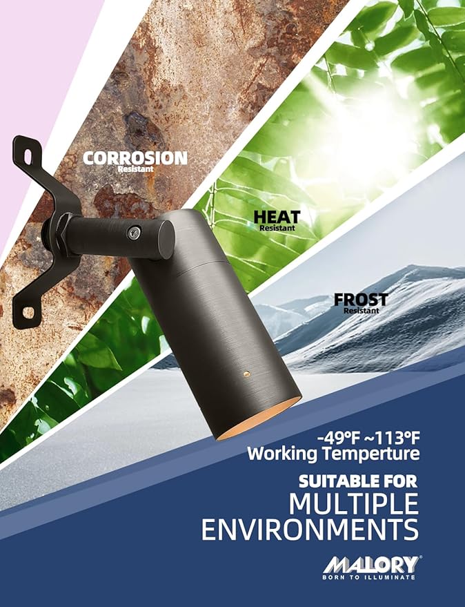 MALORY Low Voltage Landscape Spot Down Light, Brass Landscape Lighting Christmas Tree Down Light Led Downlights Outdoor Wall Mounted Light for Yard, Garden, Lawn,Patio with MR16 Bulb (1 Pack)