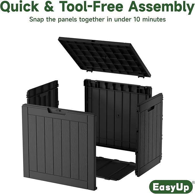 32 Gallon Resin Deck Box Waterproof, UV Resistant Outdoor Storage Box for Delivery, Porch, Patio and Garden, Stripe Black
