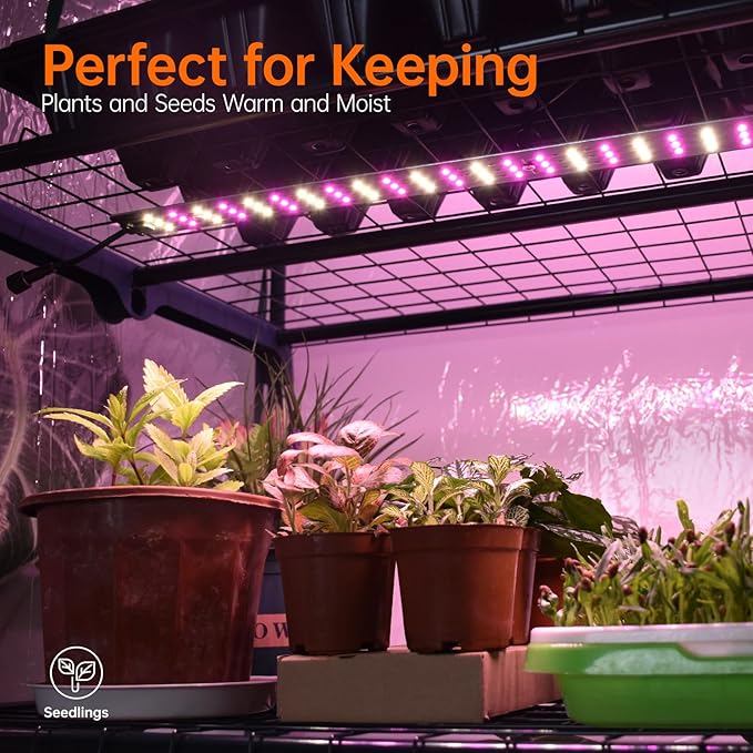 Indoor Greenhouse with Grow Lights, 4 Tier 27.2" L×19.9" W×61.8" H Mini Greenhouse with Zippered PVC Cover for Seed Starting Trays, Dimmable 2FT 60W Plant Light for Indoor Plants with Timer