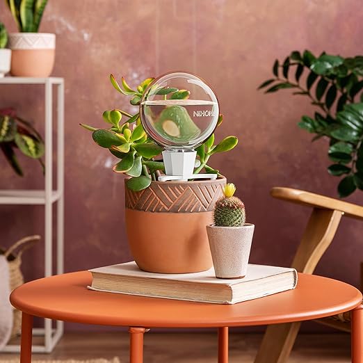 NiHome 2PCS Clay Base Plant Self-Watering Globes for Indoor Use, 17oz Large Capacity Slow Release Water Reservoir Automatic Watering System with Easy Setup for Houseplants Home Office Balcony Planters