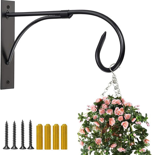 11 Inch Wall Mount Hanging Plant Hook, Rust-Resistant Iron Plant Hanger for Indoor & Outdoor Use
