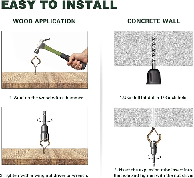 110 PCS Q-Hanger Hooks for String Lights, Ceiling Hangers for Plants & Wind Chimes, Christmas Decorations Outdoor Hooks Bronze