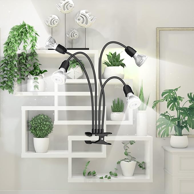 SANSI LED Grow Lights for Indoor Plants, 600W Full Spectrum Gooseneck Clamp Grow Lamp, 40W Power Plant Light with High PPFD for Seeding, Lifetime Free Bulb Replacement