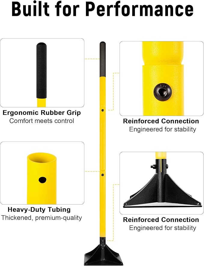 10"x10" Steel Tamper with 48" Handle, Heavy Duty Hand Compactor Tool for Leveling Soil, Gravel, Sand, Asphalt, Ground, Paver, Driveway, Garden, Yard, and Blacktop Repair