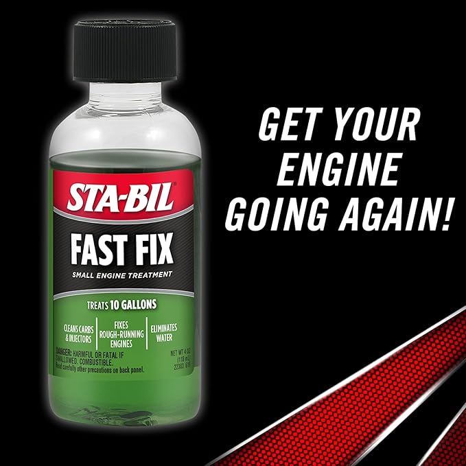 STA-BIL Fast Fix - Small Engine Treatment, Cleans Carburetors & Injectors, Fixes Rough Running Engines, Eliminates Water, Carb Cleaner & Fuel Injector Cleaner Treats Up to 10 Gallons, 4oz
