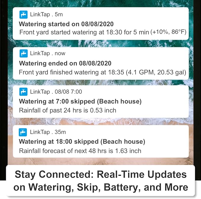 LinkTap D1 Smart Hose Timer & Gateway, 2 Zone Irrigation by Duration/Weather/Volume, Intelligent Fault Detection & Alerts, Wider Range Than WiFi Water Timer, Scalable Mesh Network via Extender