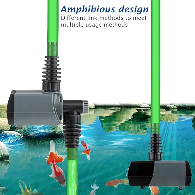 WaterRebirth HSUP2100F Versatile Submersible Pump - Fountain Jets for Ponds, Fish Tanks, Water Gardens - Aquarium & Pond Pump (2100L/H)