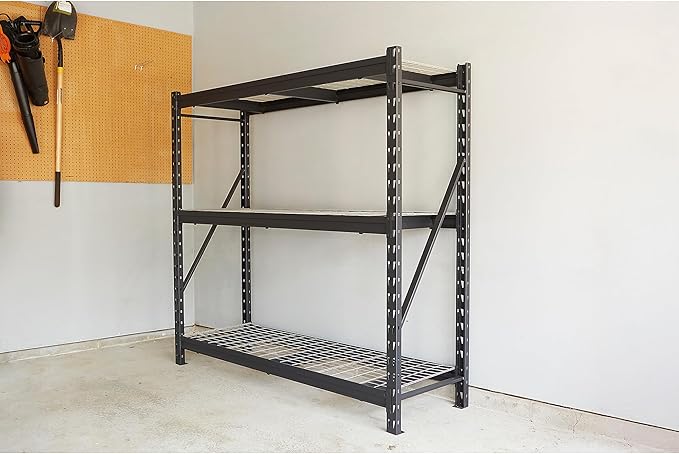 Ironton Industrial Shelving Rack, 3 Storage Shelves Steel Construction 3-Tier Rack with 2000-Lb Load Capacity Per Shelf, Garage Storage Rack
